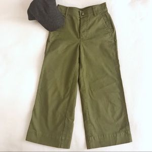 Madewell Green Wide-Leg Cropped Pants
